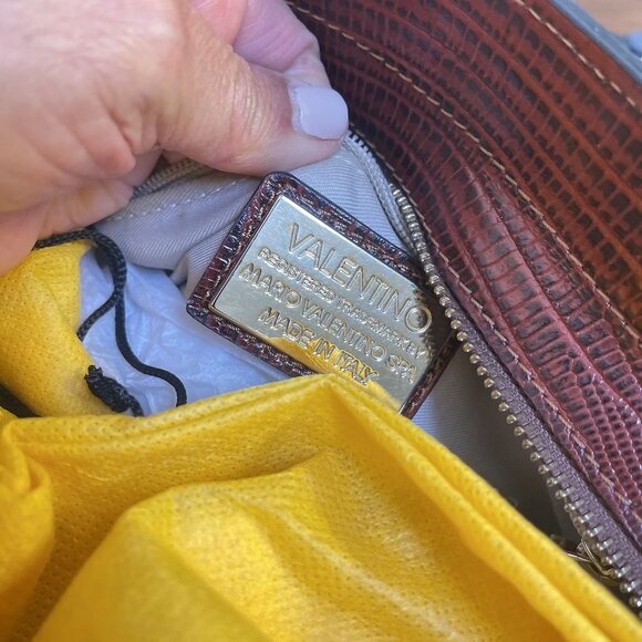 Mario Valentino Milano Kiria Tejus VA 3705 Genuine Leather Handbag With Suede Ac - Picture 11 of 11